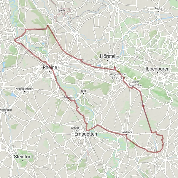 Karten-Miniaturansicht der Radinspiration "Gravel-Tour durch Riesenbeck und Westladbergen" in Weser-Ems, Germany. Erstellt vom Tarmacs.app-Routenplaner für Radtouren