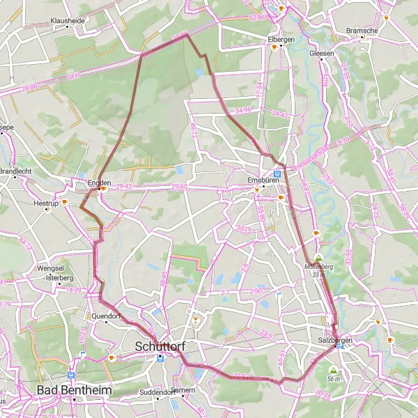 Karten-Miniaturansicht der Radinspiration "Gravel-Tour durch Engden und Möllenberg" in Weser-Ems, Germany. Erstellt vom Tarmacs.app-Routenplaner für Radtouren