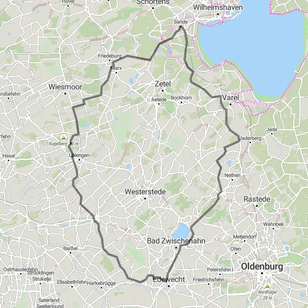 Karten-Miniaturansicht der Radinspiration "Radtour durch das Ammerland" in Weser-Ems, Germany. Erstellt vom Tarmacs.app-Routenplaner für Radtouren