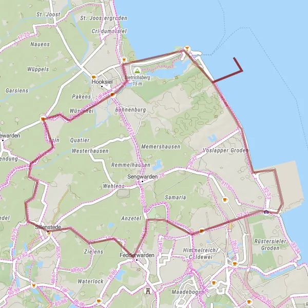 Karten-Miniaturansicht der Radinspiration "Sillenstede - JadeWeserPort Rundweg" in Weser-Ems, Germany. Erstellt vom Tarmacs.app-Routenplaner für Radtouren