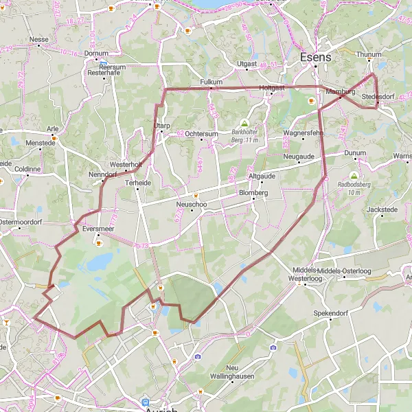 Karten-Miniaturansicht der Radinspiration "Abenteuer in Holtgast" in Weser-Ems, Germany. Erstellt vom Tarmacs.app-Routenplaner für Radtouren