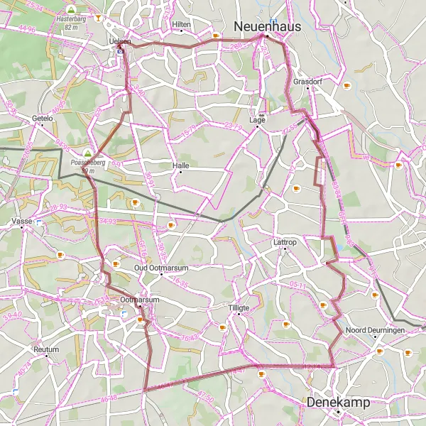 Map miniature of "Rönneberg Gravel Adventure" cycling inspiration in Weser-Ems, Germany. Generated by Tarmacs.app cycling route planner