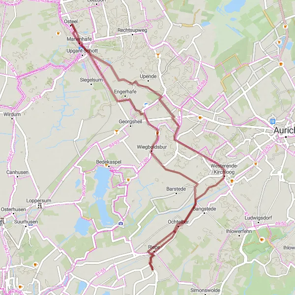 Karten-Miniaturansicht der Radinspiration "Entdeckungsreise durch Ostfriesland" in Weser-Ems, Germany. Erstellt vom Tarmacs.app-Routenplaner für Radtouren