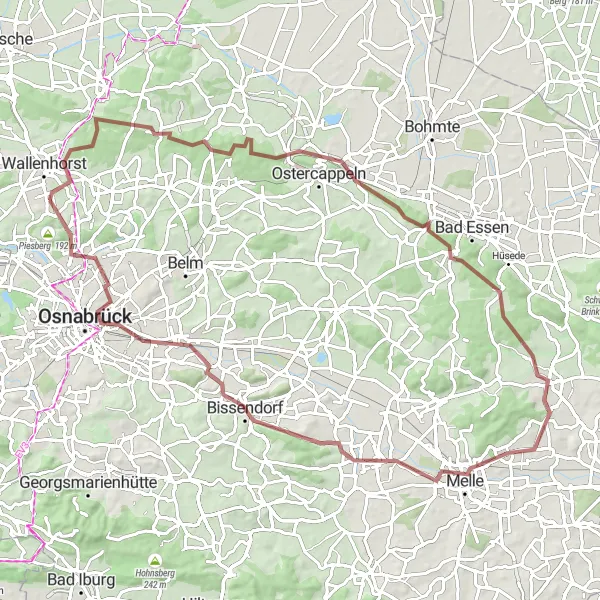 Map miniature of "The Gravel Adventure" cycling inspiration in Weser-Ems, Germany. Generated by Tarmacs.app cycling route planner