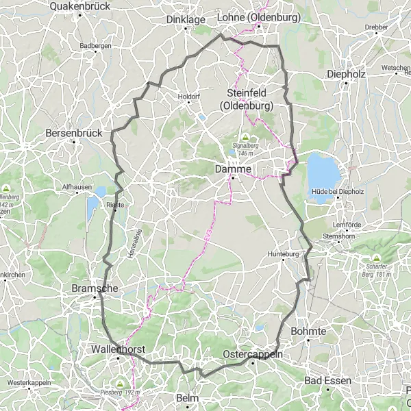 Map miniature of "Wallenhorst to Rulle Road Route" cycling inspiration in Weser-Ems, Germany. Generated by Tarmacs.app cycling route planner