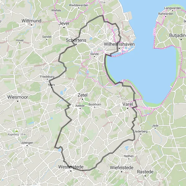 Karten-Miniaturansicht der Radinspiration "Radtour durch Ostfriesland" in Weser-Ems, Germany. Erstellt vom Tarmacs.app-Routenplaner für Radtouren
