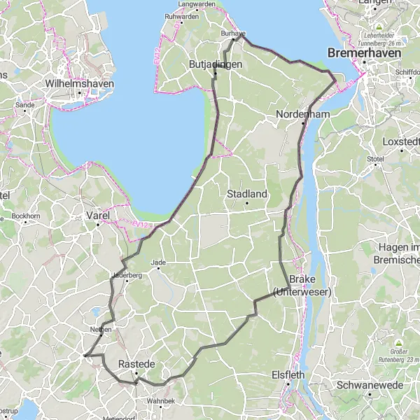 Karten-Miniaturansicht der Radinspiration "Tour entlang der Nordseeküste" in Weser-Ems, Germany. Erstellt vom Tarmacs.app-Routenplaner für Radtouren