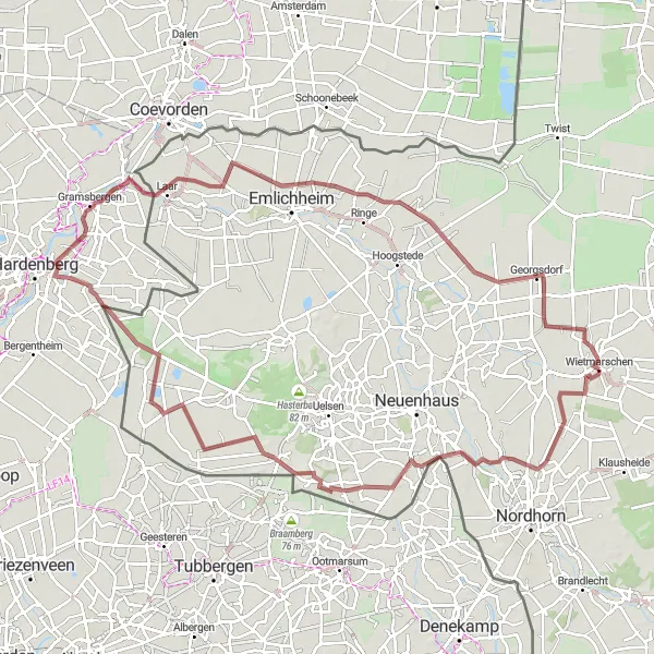 Karten-Miniaturansicht der Radinspiration "Gravel-Rundtour ab Wietmarschen" in Weser-Ems, Germany. Erstellt vom Tarmacs.app-Routenplaner für Radtouren