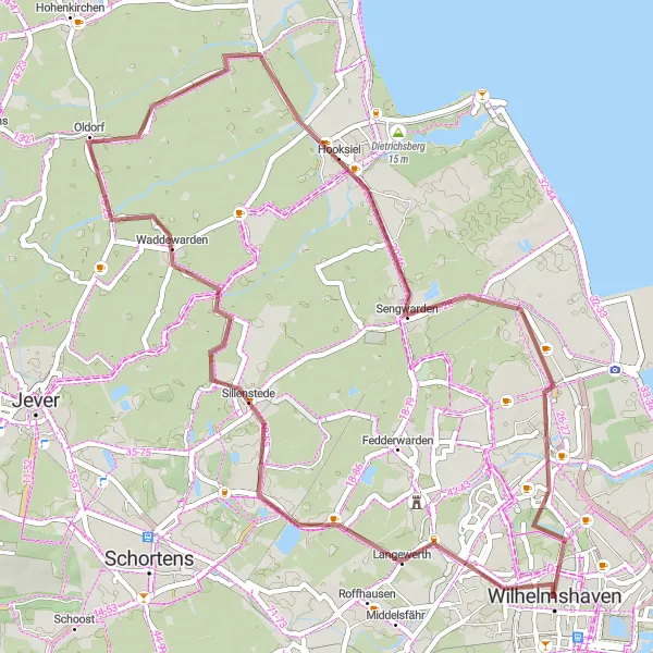 Map miniature of "Weser-Ems Gravel Adventure" cycling inspiration in Weser-Ems, Germany. Generated by Tarmacs.app cycling route planner