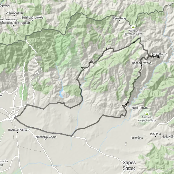 Map miniature of "Komotini and Φιλλύρα Scenic Tour" cycling inspiration in Anatoliki Makedonia, Thraki, Greece. Generated by Tarmacs.app cycling route planner