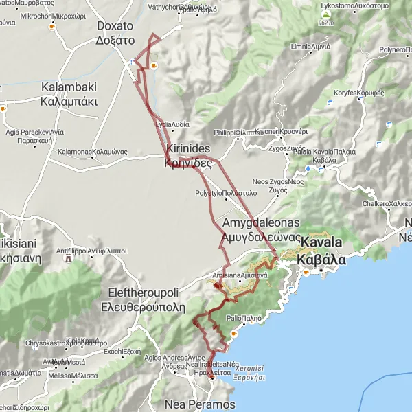 Map miniature of "Gravel Escape: Scenic Routes" cycling inspiration in Anatoliki Makedonia, Thraki, Greece. Generated by Tarmacs.app cycling route planner