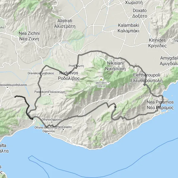 Map miniature of "Road Cycling Tour: Coastal Wonders" cycling inspiration in Anatoliki Makedonia, Thraki, Greece. Generated by Tarmacs.app cycling route planner