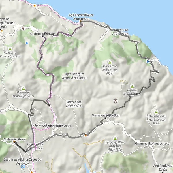 Map miniature of "Varnavas Escape" cycling inspiration in Attiki, Greece. Generated by Tarmacs.app cycling route planner