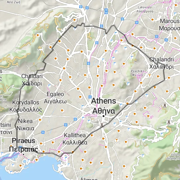 Map miniature of "Agía Paraskeví - Αρδηττός Loop" cycling inspiration in Attiki, Greece. Generated by Tarmacs.app cycling route planner