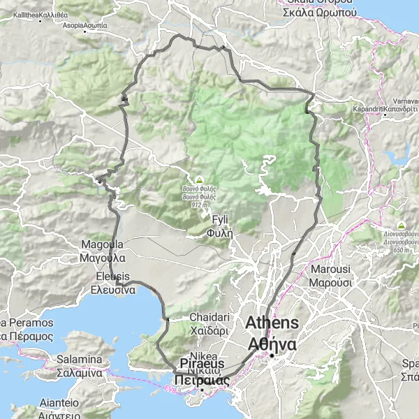 Map miniature of "Avlonas Loop" cycling inspiration in Attiki, Greece. Generated by Tarmacs.app cycling route planner