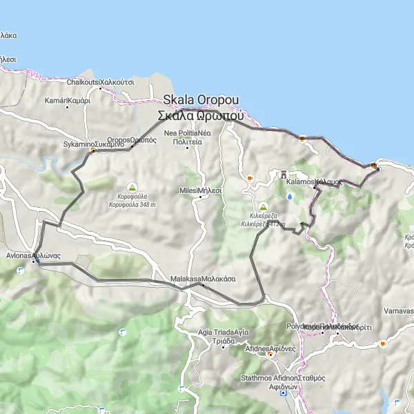 Map miniature of "Coastal Escape" cycling inspiration in Attiki, Greece. Generated by Tarmacs.app cycling route planner