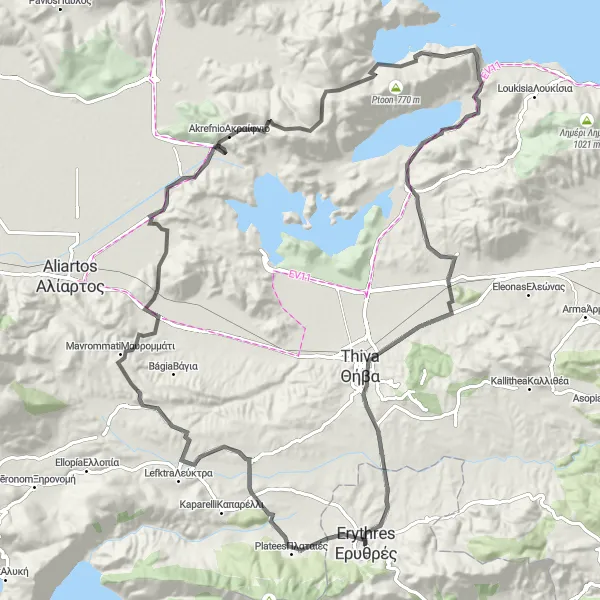 Map miniature of "The Eastern Adventure" cycling inspiration in Attiki, Greece. Generated by Tarmacs.app cycling route planner