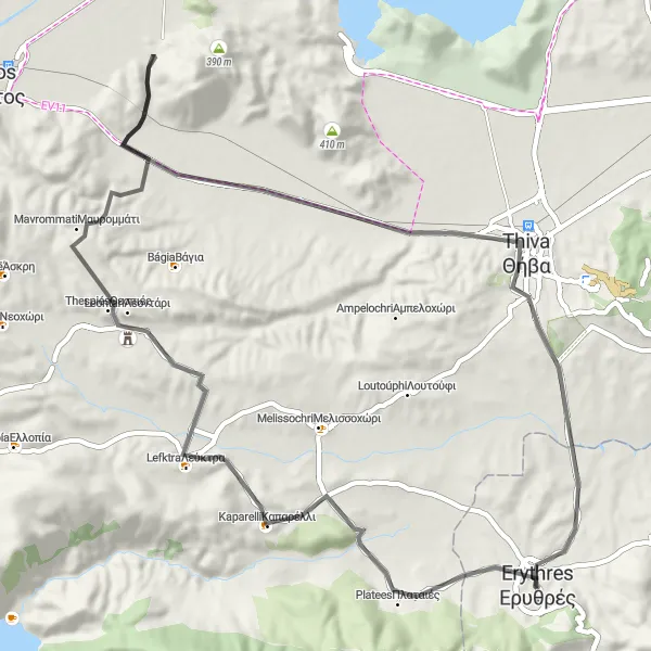 Map miniature of "The Hillside Loop" cycling inspiration in Attiki, Greece. Generated by Tarmacs.app cycling route planner