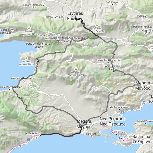 Map miniature of "Mount Parnitha Challenge" cycling inspiration in Attiki, Greece. Generated by Tarmacs.app cycling route planner