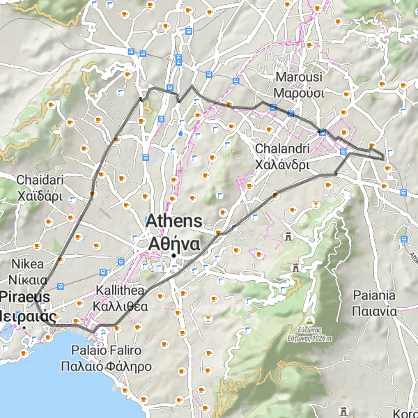 Map miniature of "Ardittos Road Cycling Route" cycling inspiration in Attiki, Greece. Generated by Tarmacs.app cycling route planner