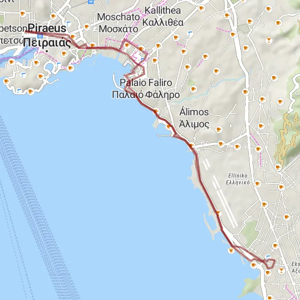 Map miniature of "Discover Palaio Faliro" cycling inspiration in Attiki, Greece. Generated by Tarmacs.app cycling route planner