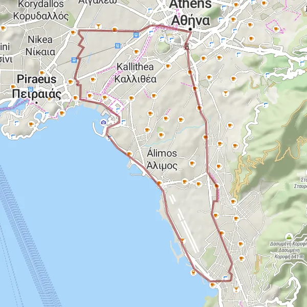 Map miniature of "Gravel Adventure" cycling inspiration in Attiki, Greece. Generated by Tarmacs.app cycling route planner