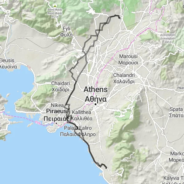 Map miniature of "Cultural Ride" cycling inspiration in Attiki, Greece. Generated by Tarmacs.app cycling route planner