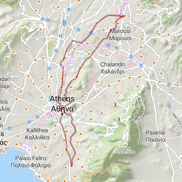 Map miniature of "Off-Road Adventure" cycling inspiration in Attiki, Greece. Generated by Tarmacs.app cycling route planner