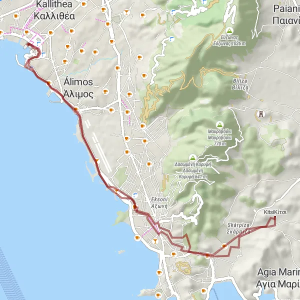 Map miniature of "Gravel Adventure in Attiki" cycling inspiration in Attiki, Greece. Generated by Tarmacs.app cycling route planner