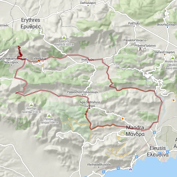 Map miniature of "Gravel Discovery" cycling inspiration in Attiki, Greece. Generated by Tarmacs.app cycling route planner