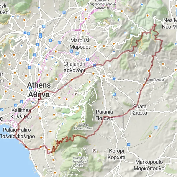 Map miniature of "Vigla Klefton Loop" cycling inspiration in Attiki, Greece. Generated by Tarmacs.app cycling route planner