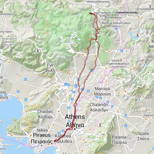 Map miniature of "Lykavitos Ride" cycling inspiration in Attiki, Greece. Generated by Tarmacs.app cycling route planner