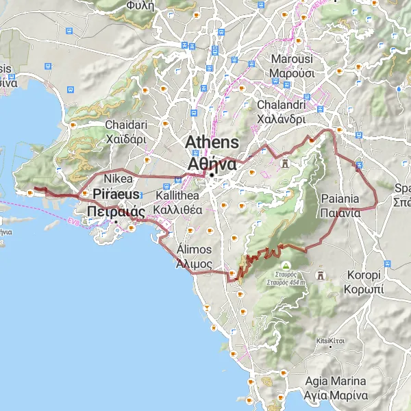 Map miniature of "Mount Olympus Ride" cycling inspiration in Attiki, Greece. Generated by Tarmacs.app cycling route planner