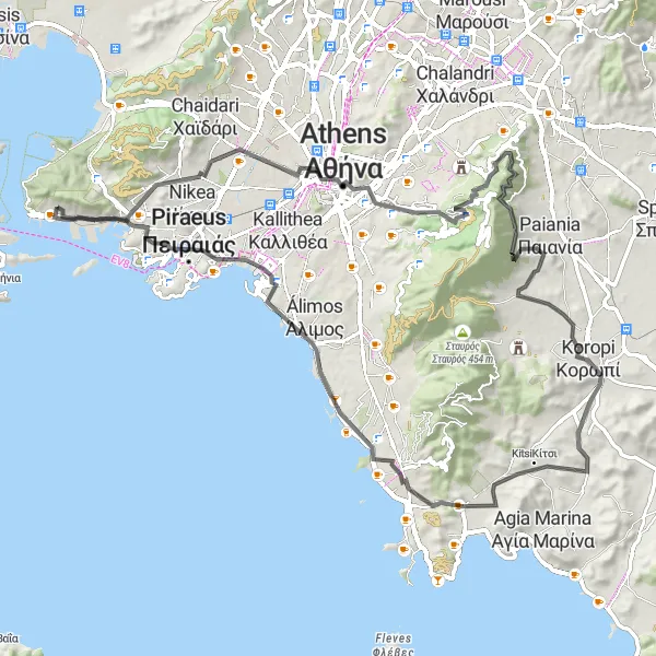 Map miniature of "Mount Parnitha Loop" cycling inspiration in Attiki, Greece. Generated by Tarmacs.app cycling route planner