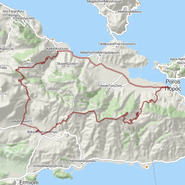 Map miniature of "Off-Road Gravel Adventure" cycling inspiration in Attiki, Greece. Generated by Tarmacs.app cycling route planner