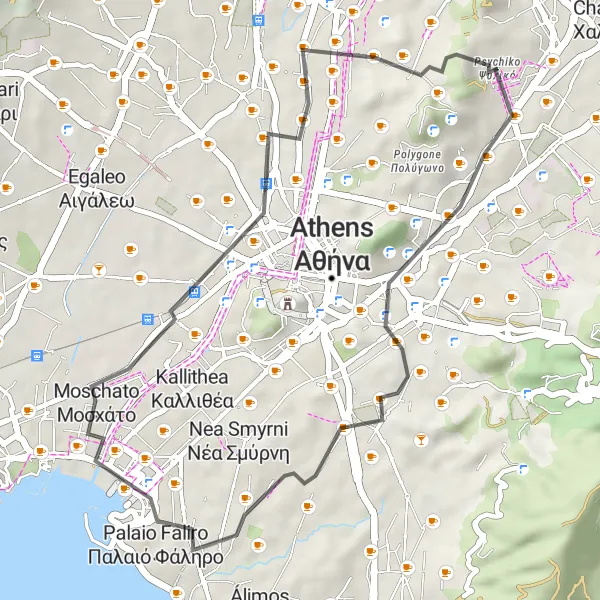 Map miniature of "Mountain Joy" cycling inspiration in Attiki, Greece. Generated by Tarmacs.app cycling route planner