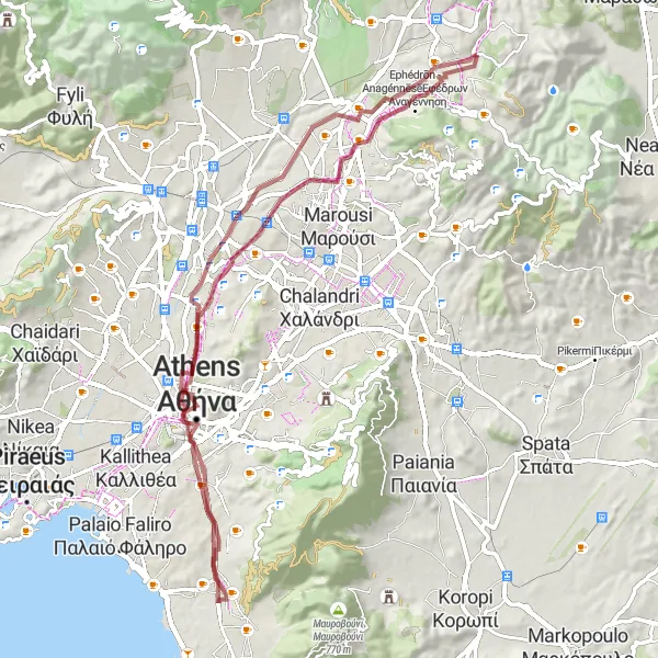 Map miniature of "Stamata to Kastri" cycling inspiration in Attiki, Greece. Generated by Tarmacs.app cycling route planner