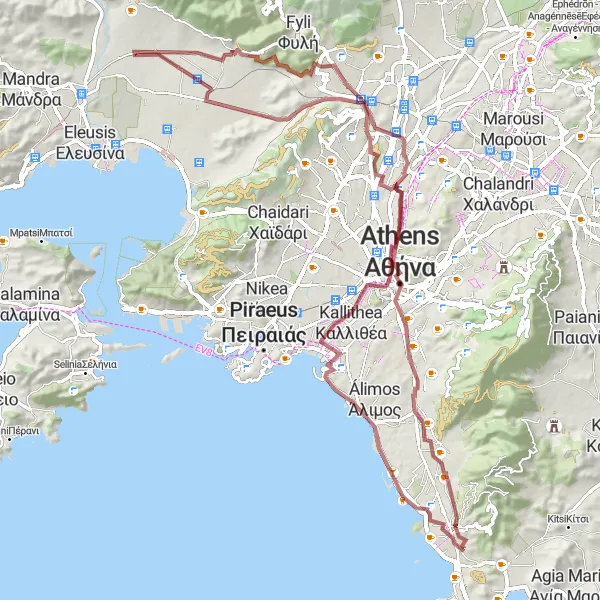 Map miniature of "Off-road Adventure to Ardittoς and Platosis" cycling inspiration in Attiki, Greece. Generated by Tarmacs.app cycling route planner