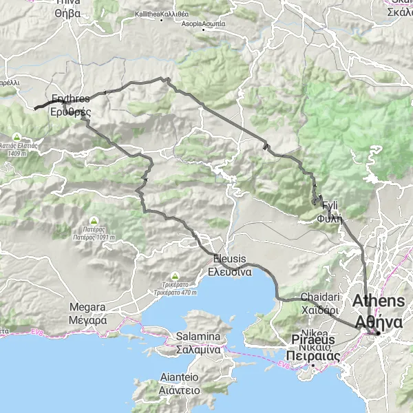Map miniature of "Výronas - City View - Ελευθερές - Agii Anargyri" cycling inspiration in Attiki, Greece. Generated by Tarmacs.app cycling route planner