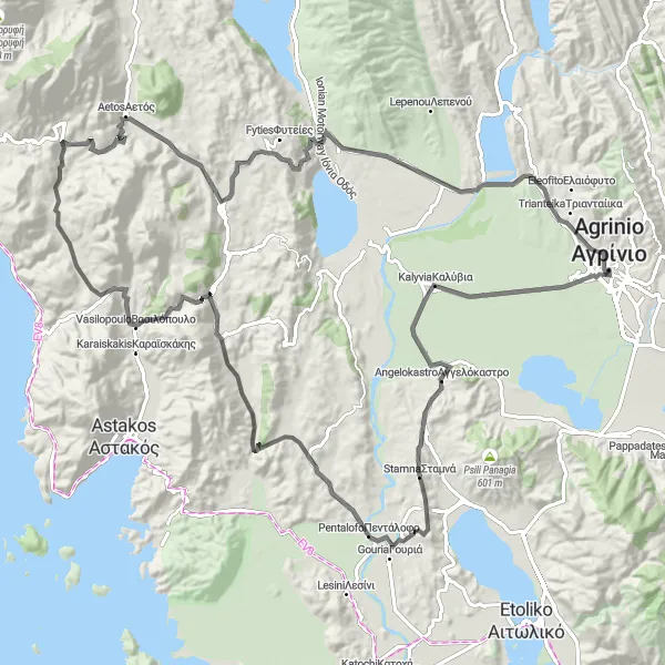 Map miniature of "Σταμνά and Ιθωρία Loop" cycling inspiration in Dytiki Elláda, Greece. Generated by Tarmacs.app cycling route planner