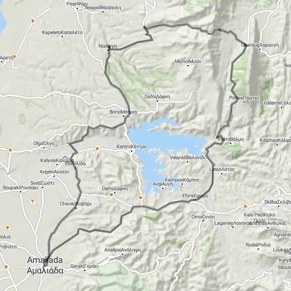 Map miniature of "Tsichleika Challenge" cycling inspiration in Dytiki Elláda, Greece. Generated by Tarmacs.app cycling route planner