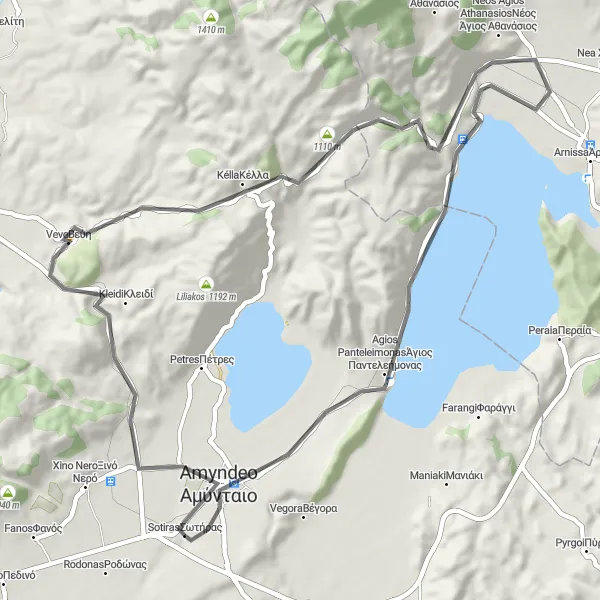 Map miniature of "Amyntaio Circular Road Route" cycling inspiration in Dytiki Makedonia, Greece. Generated by Tarmacs.app cycling route planner