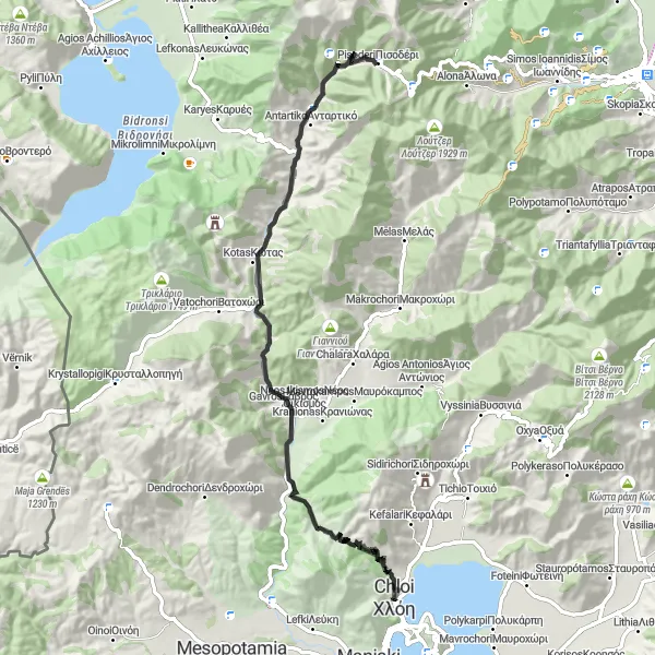 Map miniature of "Aposkepos and Pisedri Mountain Challenge" cycling inspiration in Dytiki Makedonia, Greece. Generated by Tarmacs.app cycling route planner