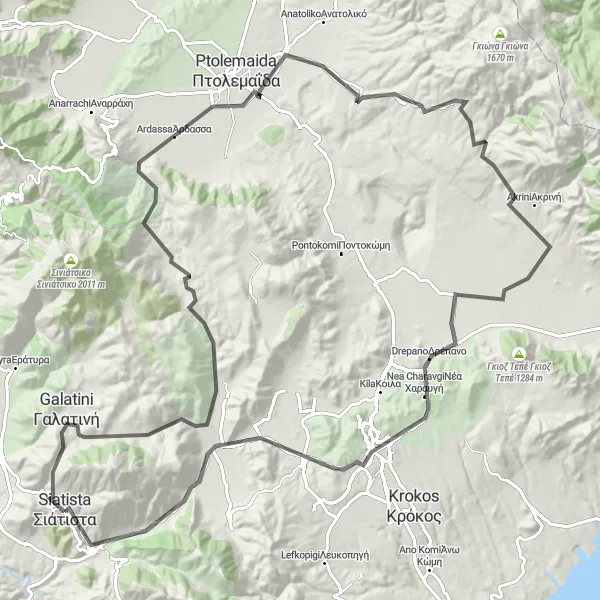 Map miniature of "Siátista - Σβερνίτσος Loop" cycling inspiration in Dytiki Makedonia, Greece. Generated by Tarmacs.app cycling route planner