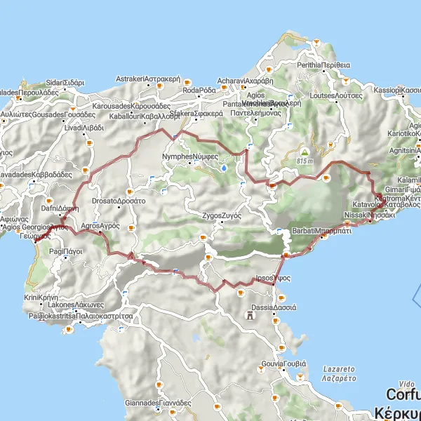 Map miniature of "Off-Road Adventure" cycling inspiration in Ionia Nisia, Greece. Generated by Tarmacs.app cycling route planner