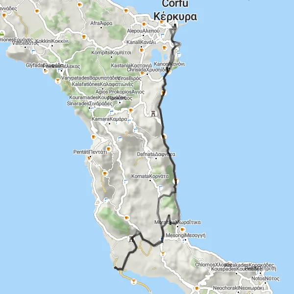 Map miniature of "City Tour with a View" cycling inspiration in Ionia Nisia, Greece. Generated by Tarmacs.app cycling route planner