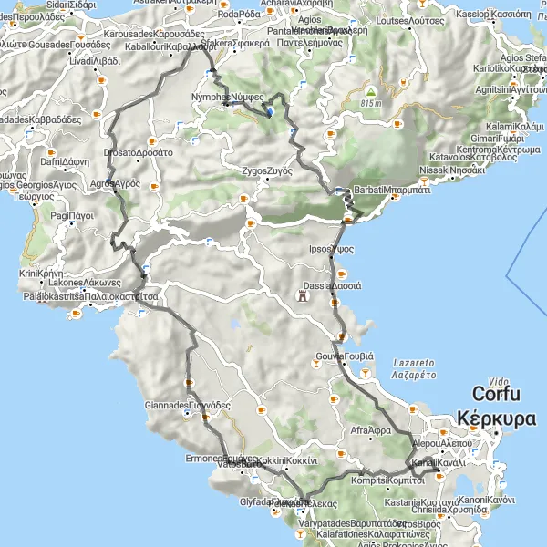Map miniature of "Alpine adventure with breathtaking views" cycling inspiration in Ionia Nisia, Greece. Generated by Tarmacs.app cycling route planner