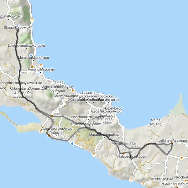 Map miniature of "Lefkmímmi Chapel" cycling inspiration in Ionia Nisia, Greece. Generated by Tarmacs.app cycling route planner