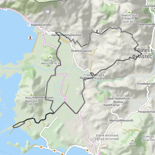 Map miniature of "The Scenic Loop" cycling inspiration in Ipeiros, Greece. Generated by Tarmacs.app cycling route planner