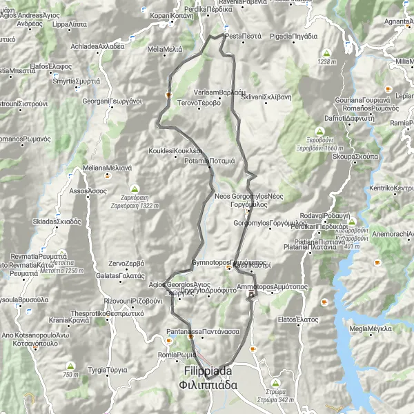 Map miniature of "Agios Georgios Adventure" cycling inspiration in Ipeiros, Greece. Generated by Tarmacs.app cycling route planner